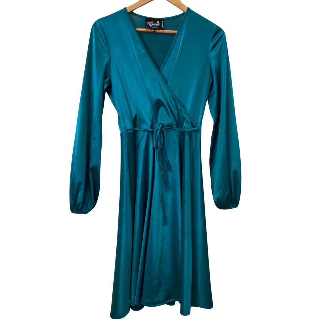 Hell Bunny Womens Size S Long Sleeve Dress Green (s)