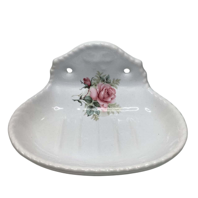 Fine China Wall mounted soap dish vintage pink rose
