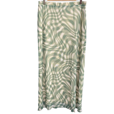  Womens  Size 14 Maxi Skirt Green / Nude Swirl