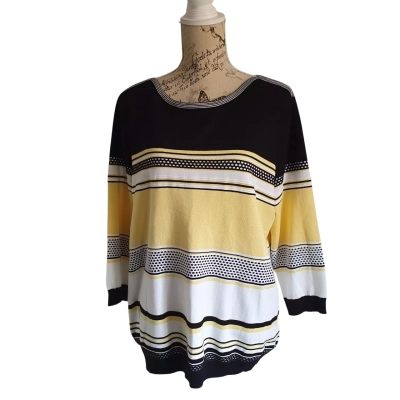 W.Lane Womens  Size XXL Jumper Black  / Yellow Stripe BNWT
