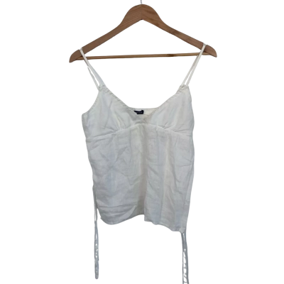 Brandy Melville Womens Linen Size 8 Cami  / Shoestring Strap Top Off White 