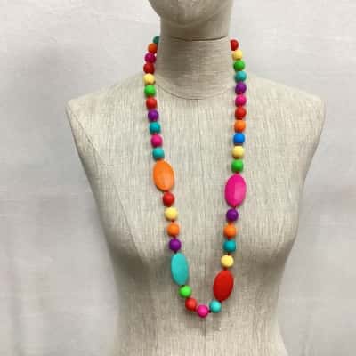  Neoprene Beaded Necklace Brightly Multicoloured 
