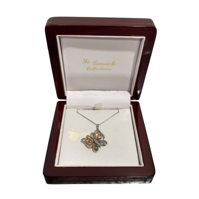 925 Silver Butterfly Pendant and Necklace 