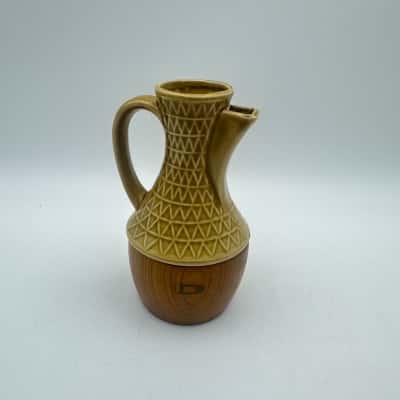 Vintage Japan Wood & Ceramic Oil Cruet