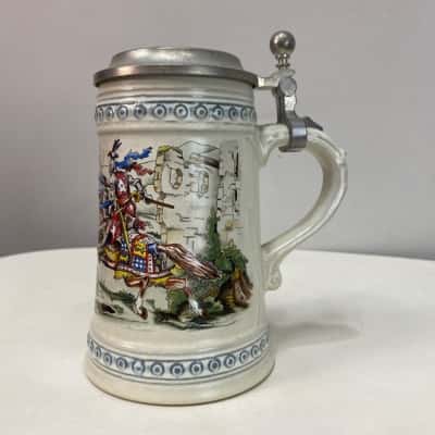 Domdesign Western Germany Lidded Stoneware Beer Stien 94% Zinn