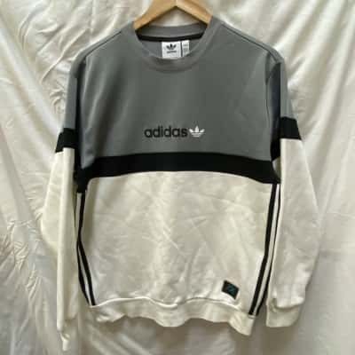 Adidas Mens  Size M Jumper Black  / Grey / White 