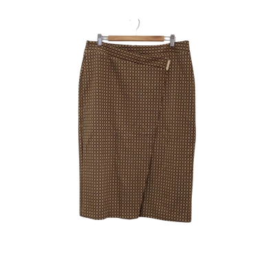 Veronika Maine Womens  Size 14 Midi Skirt Brown / Deco Check 
