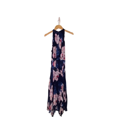Portmans Womens  Size 12 Maxi Dress Floral / Navy Blue / Pink  