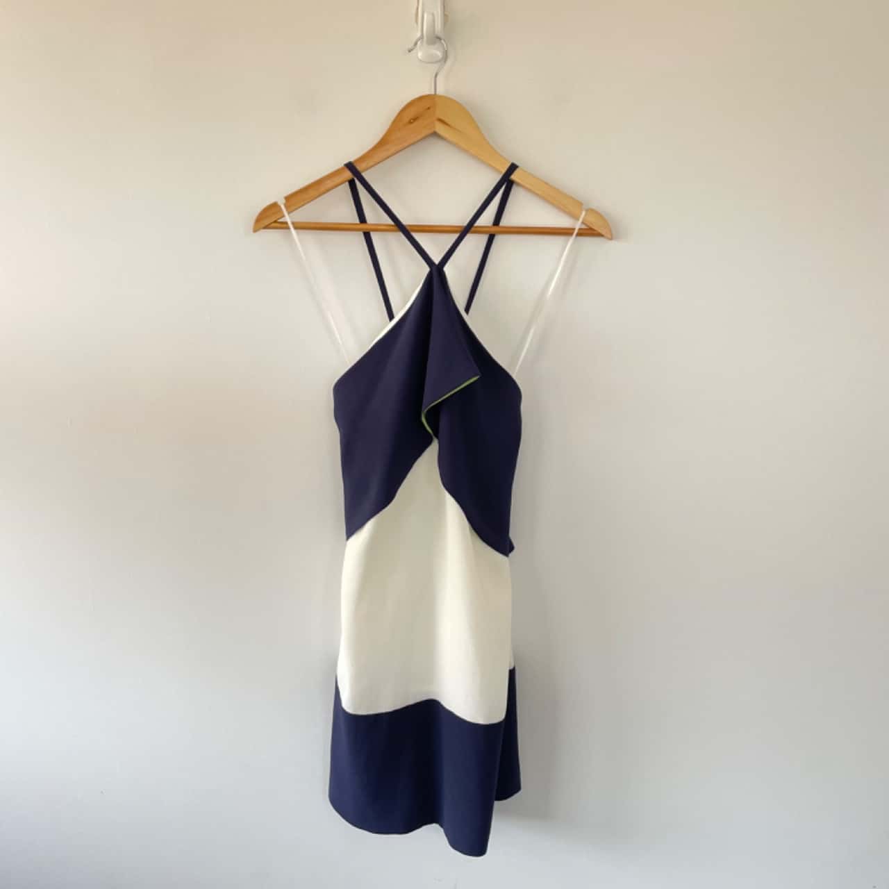 Blue Zip Front Halter Neck Mini Dress - Siyah