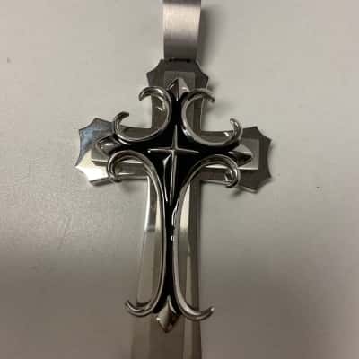 Mens chunky stainless steel ornate cross Pendant 
