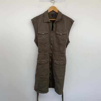 City Chic Khaki Wash Josephine Dress  Size L 