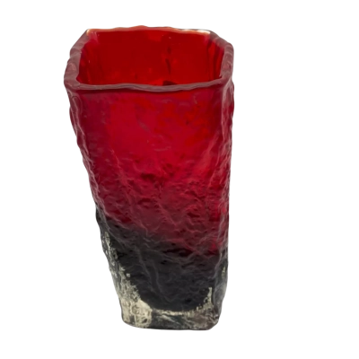 Whitefriars-style red lava bark glass vase