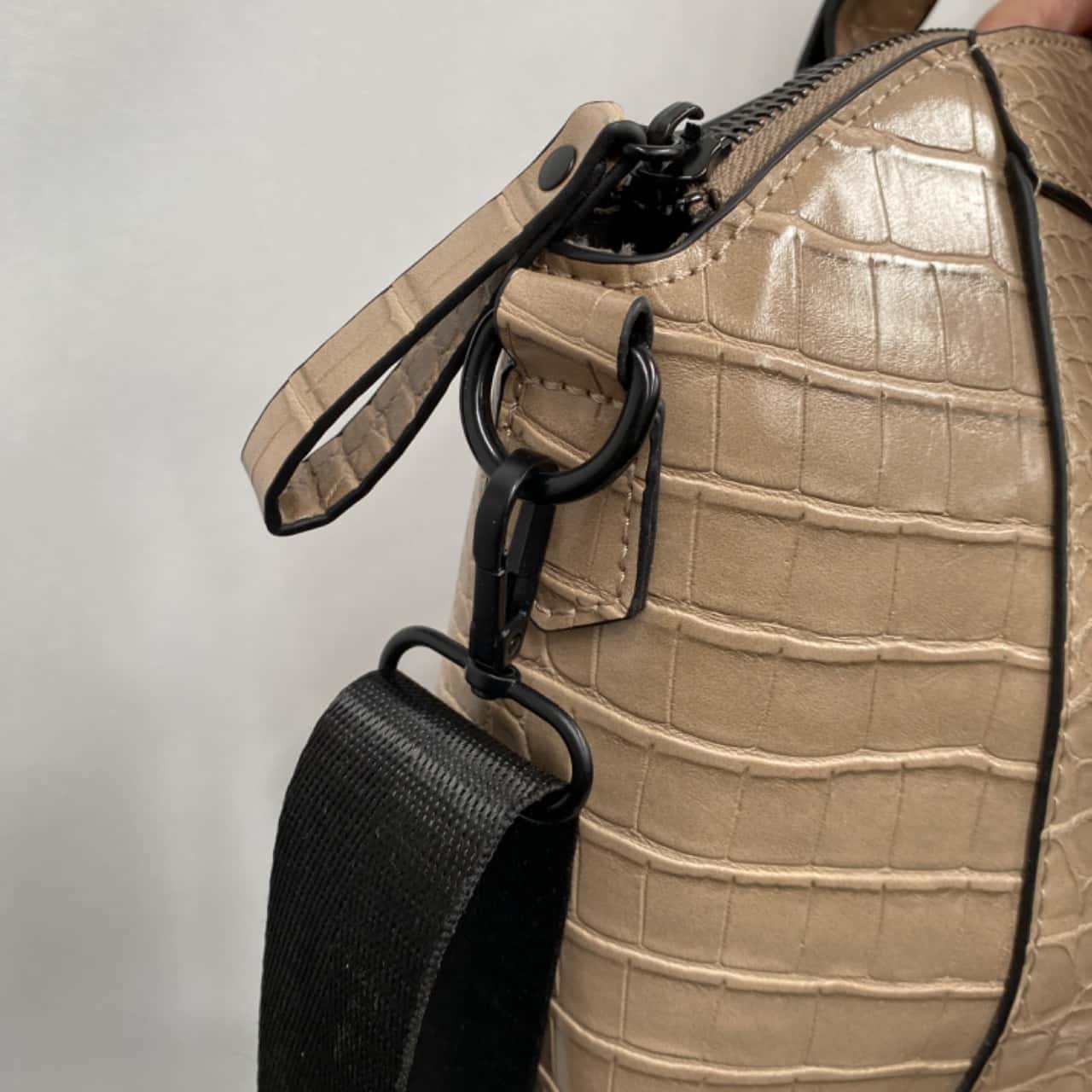 Jag Womens Handbag in Beige with Black Strap and Detailing(s)