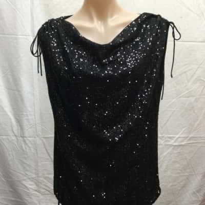 Black Noir Womens  Size 36 Black Sequinned Silk Top