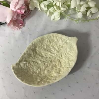 Vintage Sandland Ware Yellow Leaf Shape Ceramic Dish