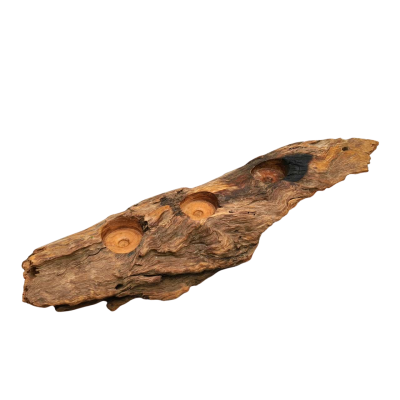 Australian Grey Boxwood Rustic Log Stump Candle/Tealight Holder 39cm Long  (brica2)