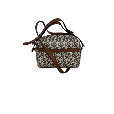 DKNY Womens Cross Body Bag Logo Pattern Brown &Tan