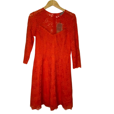 Oasis Womens  Size 10 Long Sleeve Dress Red 