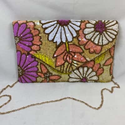  Womens Sequin floral Clutch Multicoloured 
