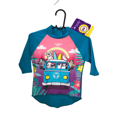 Kids Speedo Teal Animal Print Swim Shirt Size 1