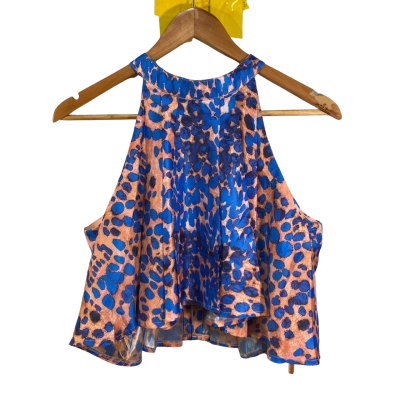 BNWT White Zebra Size XS Blue Animal Print Crop Top