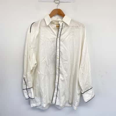 Zulu & Zephyr White Hemp Cotton Long SLeeve Shirt  Size 8