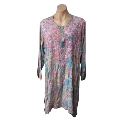 Sheer Elegance Womens approx Size L / XL Multicoloured Pattern 3/4 Sleeve Tunic Dress