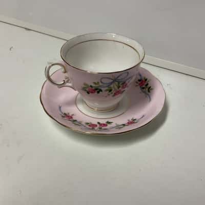 Vintage colclough Cup and saucer pink floral 