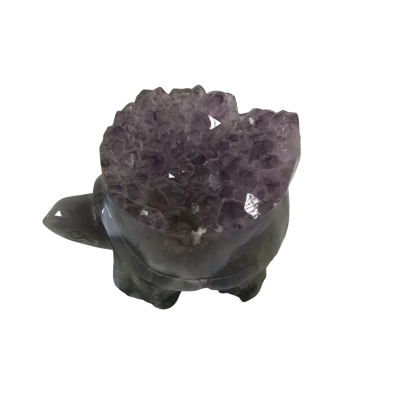 Natural AMETHYST AGATE TURTLE CARVING