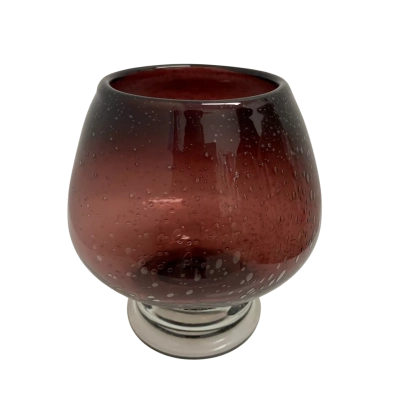 Vintage Amethyst Bubble Glass Vase / Candle Holder