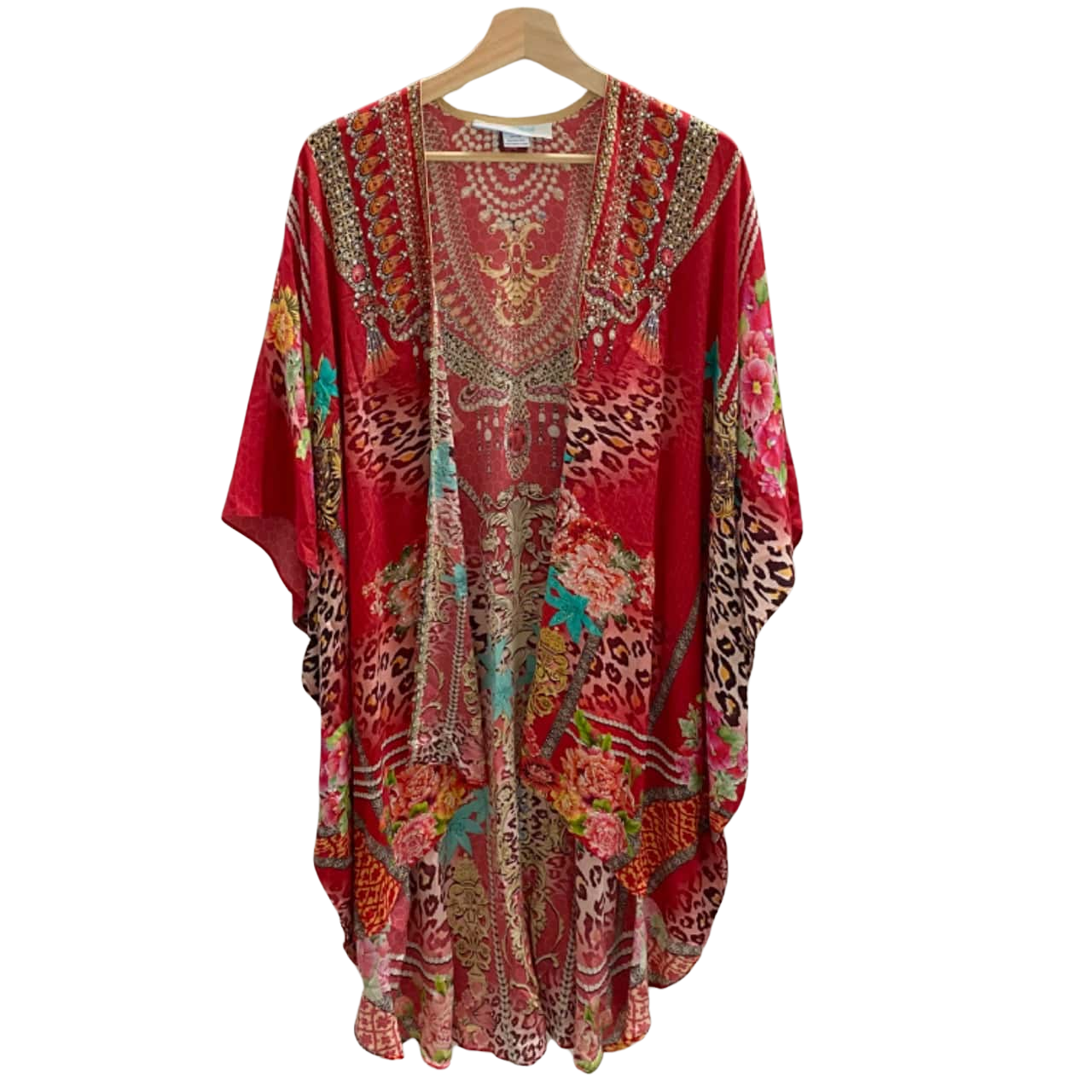 vintage silky kimono cover tribal print ^^^ one size fit most /xl