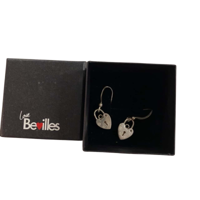 Silver 925 Padlock Drop Earrings 