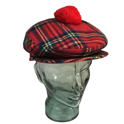 Red Checked Cap One Size Made in England 