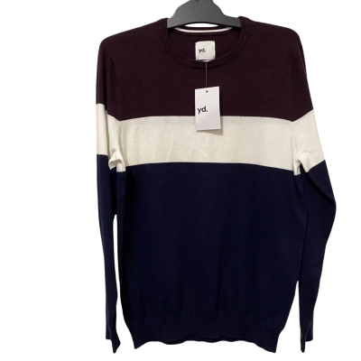 Yd. Mens  Size L Crew Neck Jumper Black  / Maroon / White 