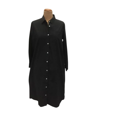 Shirty. Shirt Dress With Pockets Size M Black Cotton Rich