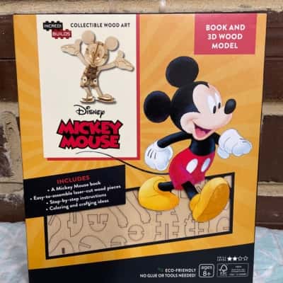 Mickey Mouse Collectable Wood Art 3D Build & Book