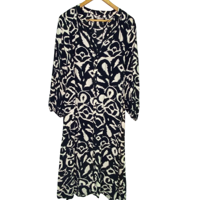 Zara Womens  Size XXL Casual Dress Navy Blue / Pattern / White 