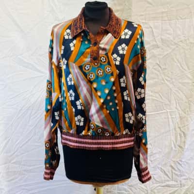 MISSONI Size 44 Silk Long Sleeve Shirt Multicoloured 