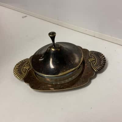 Marina labelled metal tray with dish with lid