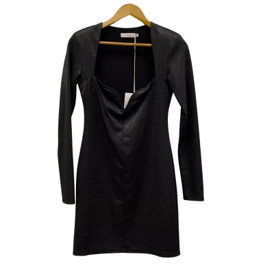 Pasduchas Made In Australia Women's Size 10 Long Sleeve Dress Shiny Black RRP$200