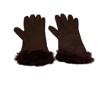 Vintage Brown Fur Edge Gloves