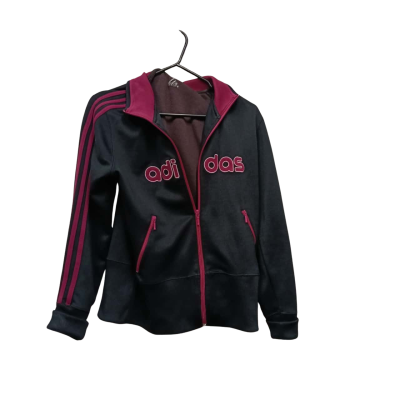 Adidas Womens/Teen  Track Jacket black with  Maroon  Size 14