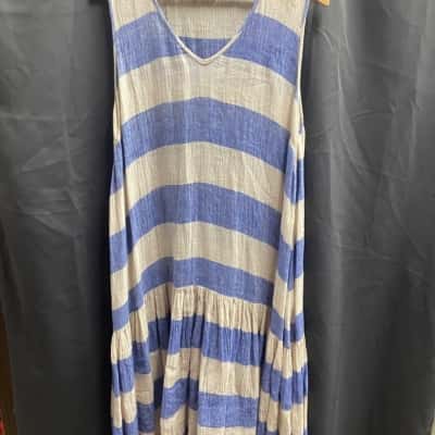 Gorman Womens Size 14 Blue & White Striped Dress