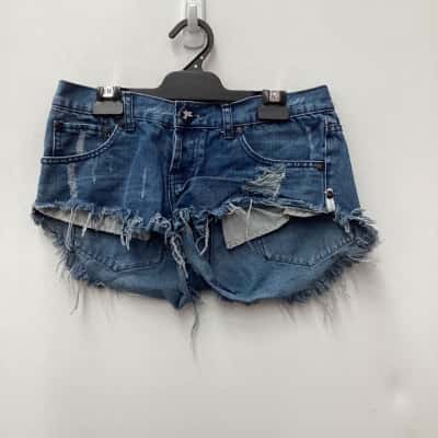  Oneteaspoon Womens  Size 8 Denim Blue  cutoff  Shorts 
