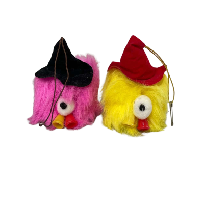 Vintage Hanging Decorations. Yellow and Pink 