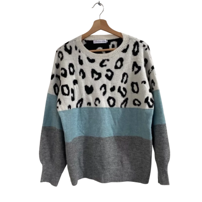 Atmos&Here Womens  Size 8 Jumper Black  / Blue / Grey / White 