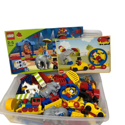 Lego Duplo Two Sets: 10504 My First Circus & 2651 Clown Parade in Large Container