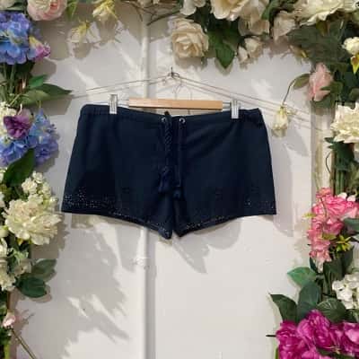 Seafolly Womens  Size 12 / M  mini Shorts Navy Blue 