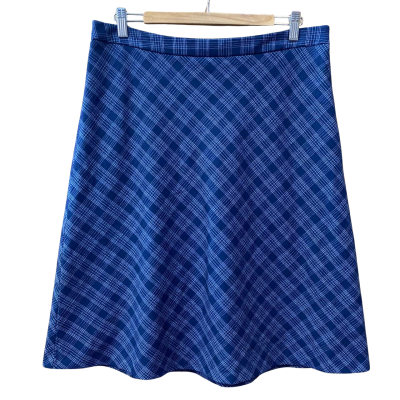 Sportscraft Navy/White Checked A-Line Skirt Size 12