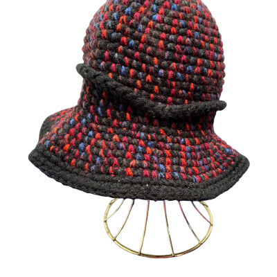 Strath  Size One Black Pattern Woollen Hat 